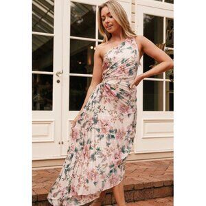 Petal & Pup | Dresses | Petal Pup Kleo One Shoulder Pink Floral Pleated Maxi  Dress Size Xl | Poshmark